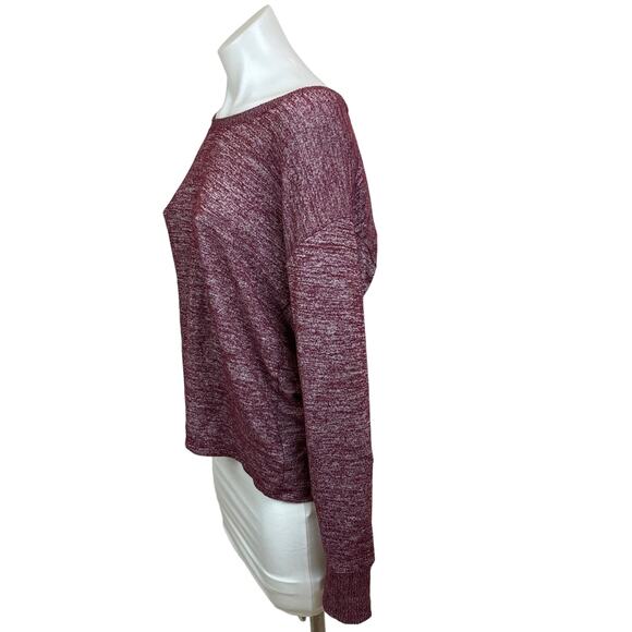 Gap Womens Heather Red Viscose Rib Round Neck Drop Long Sleeve Sweater Top S - Picture 3 of 7